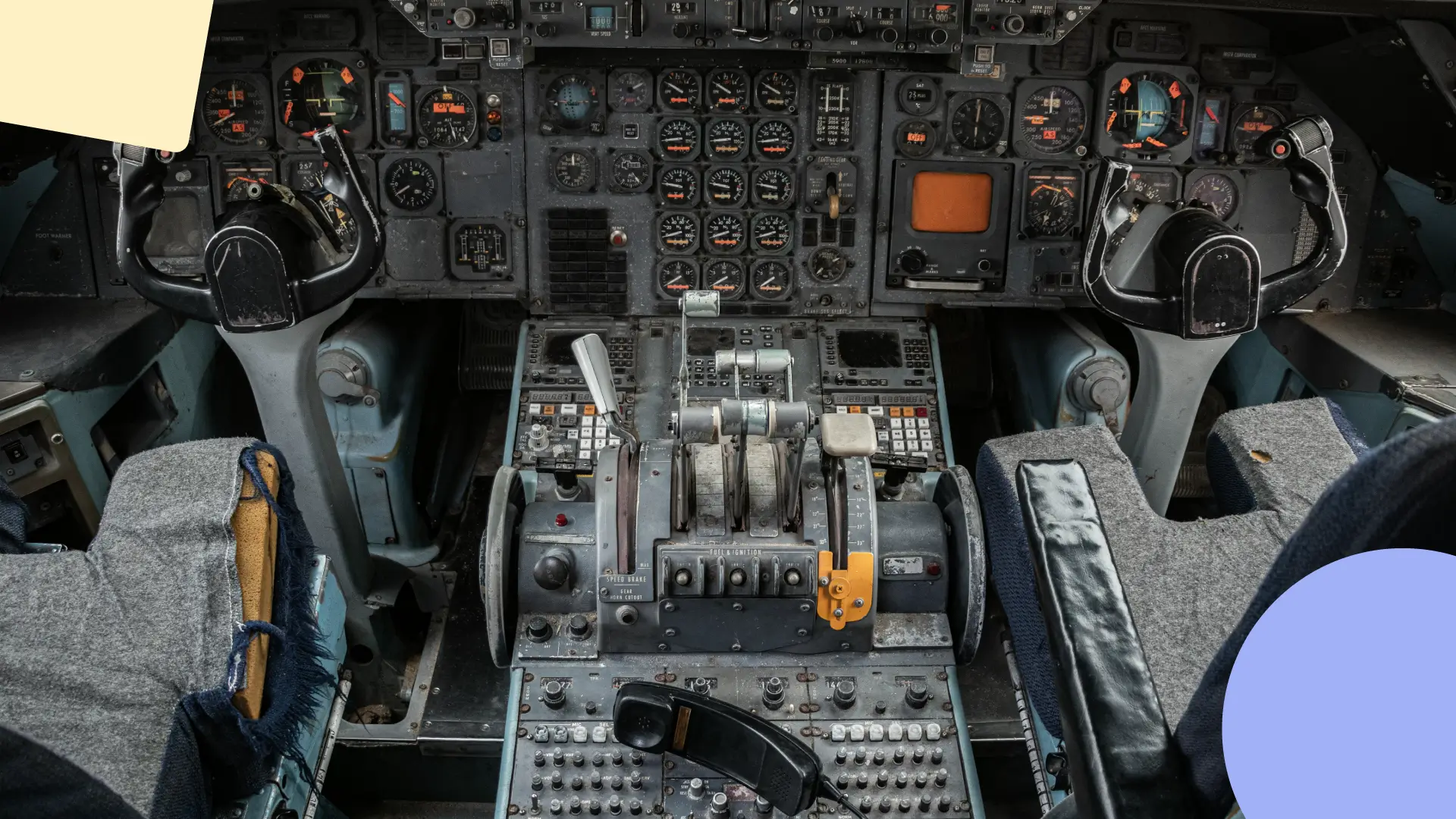 Old fashioned aeroplane cockpit