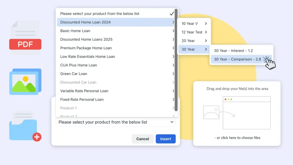 Easily insert dynamic document lists and product tokens